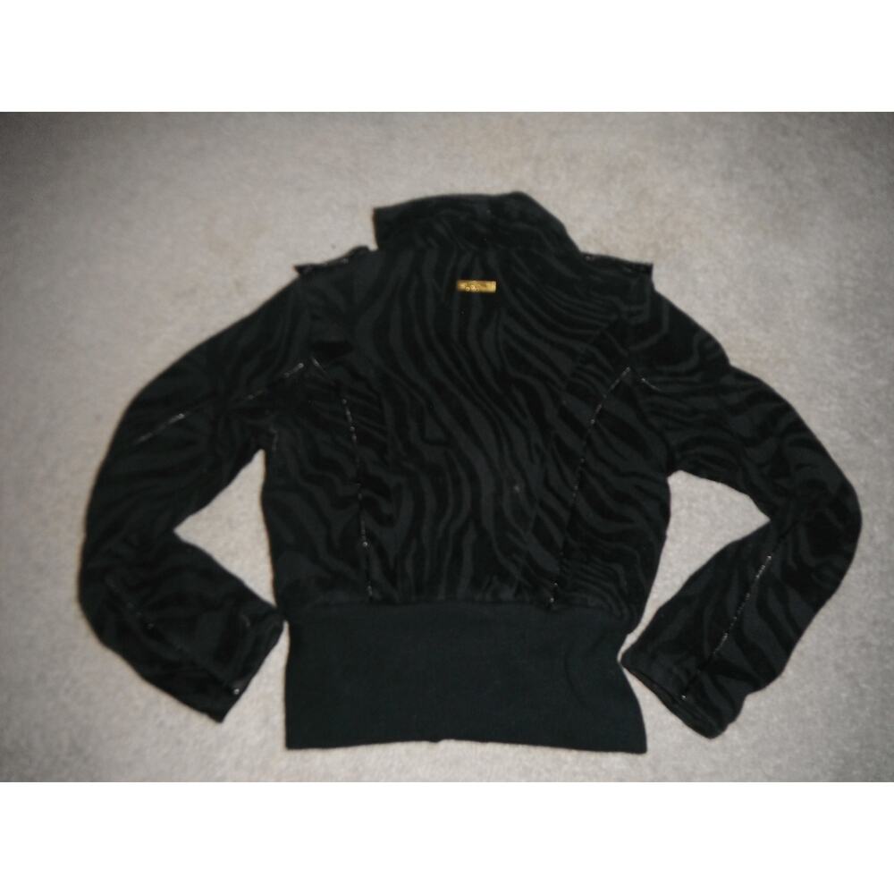 Ladies Black Vintage Baby Phat Designer Tiger Stripe Coat size MEDIUM - Picture 6 of 6